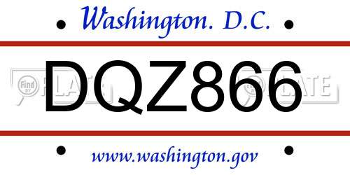 DQZ866 District Of Columbia License Plate