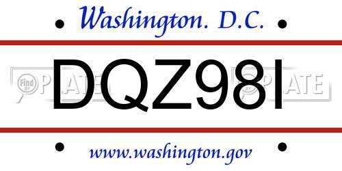 DQZ98I District Of Columbia License Plate
