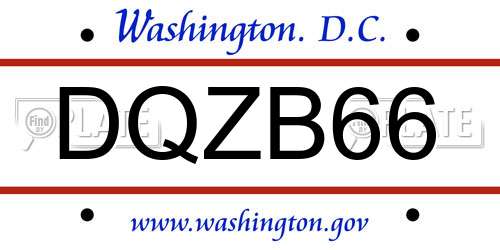 DQZB66 District Of Columbia License Plate