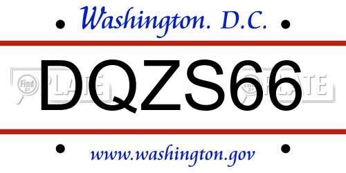 DQZS66 District Of Columbia License Plate