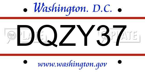 DQZY37 District Of Columbia License Plate