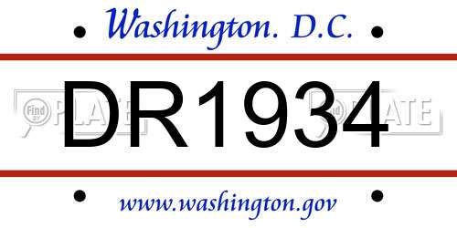 DR1934 District Of Columbia License Plate