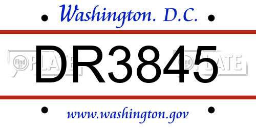 DR3845 District Of Columbia License Plate