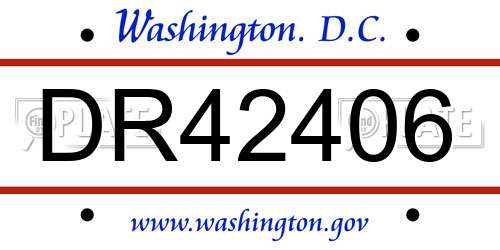 DR42406 District Of Columbia License Plate