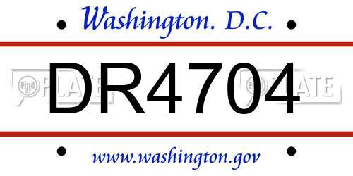 DR4704 District Of Columbia License Plate