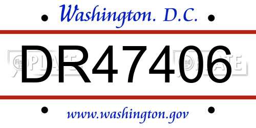 DR47406 District Of Columbia License Plate
