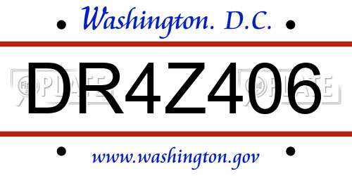 DR4Z406 District Of Columbia License Plate