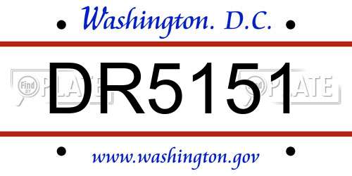 DR5151 District Of Columbia License Plate