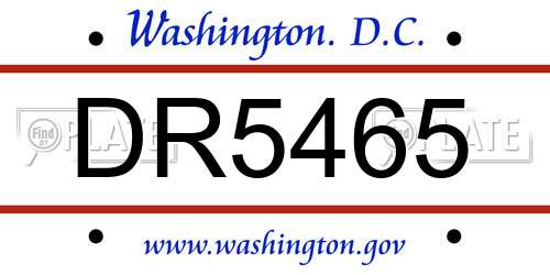 DR5465 District Of Columbia License Plate