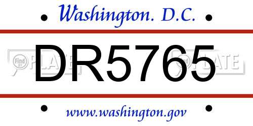DR5765 District Of Columbia License Plate