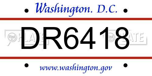 DR6418 District Of Columbia License Plate