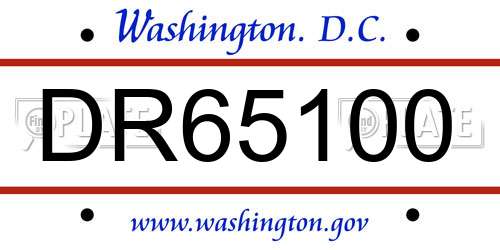 DR65100 District Of Columbia License Plate
