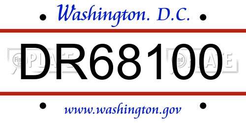 DR68100 District Of Columbia License Plate