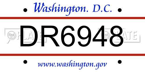 DR6948 District Of Columbia License Plate