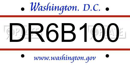 DR6B100 District Of Columbia License Plate