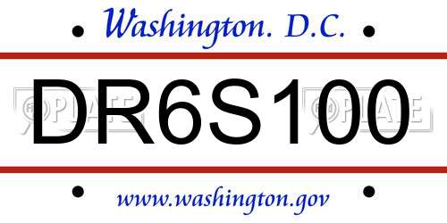 DR6S100 District Of Columbia License Plate