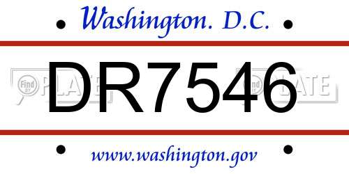DR7546 District Of Columbia License Plate