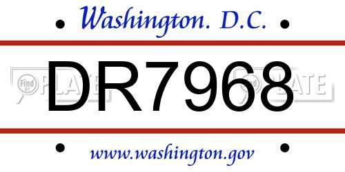 DR7968 District Of Columbia License Plate