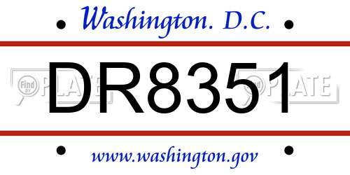 DR8351 District Of Columbia License Plate