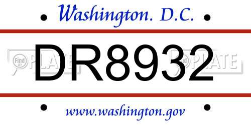 DR8932 District Of Columbia License Plate