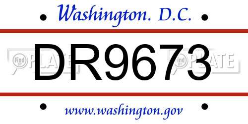 DR9673 District Of Columbia License Plate