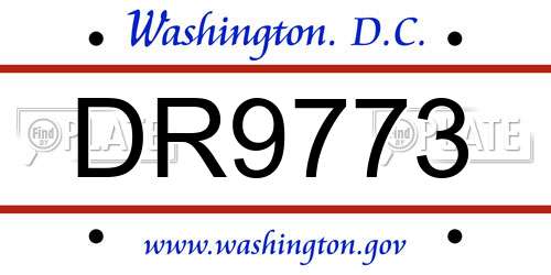 DR9773 District Of Columbia License Plate