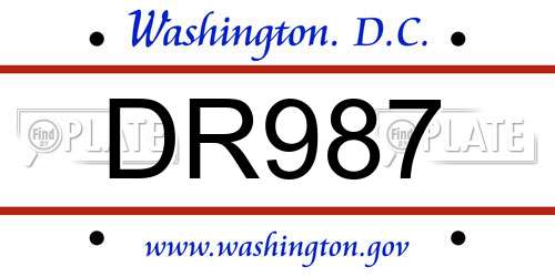 DR987 District Of Columbia License Plate