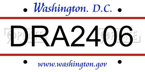 DRA2406 District Of Columbia License Plate