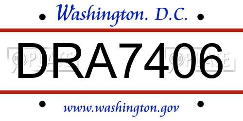 DRA7406 District Of Columbia License Plate