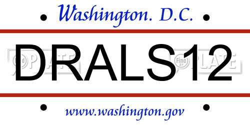 DRALS12 District Of Columbia License Plate