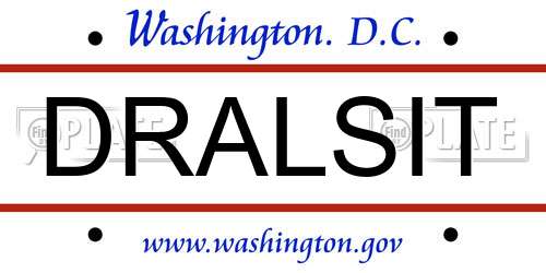 DRALSIT District Of Columbia License Plate