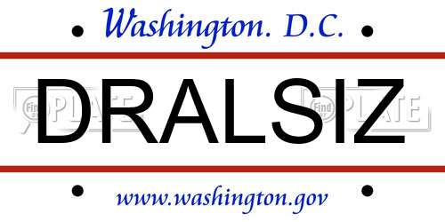 DRALSIZ District Of Columbia License Plate