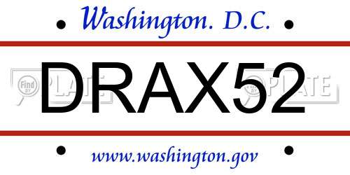 DRAX52 District Of Columbia License Plate