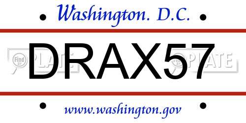 DRAX57 District Of Columbia License Plate