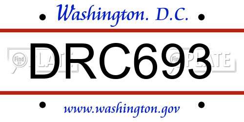 DRC693 District Of Columbia License Plate