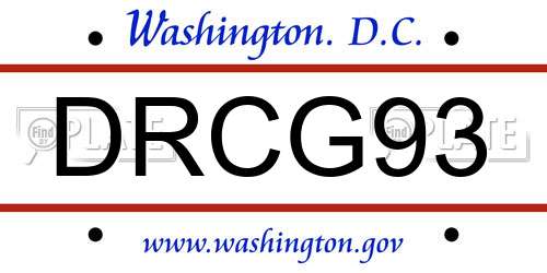 DRCG93 District Of Columbia License Plate