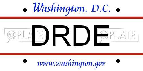DRDE District Of Columbia License Plate