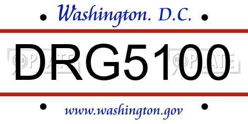 DRG5100 District Of Columbia License Plate
