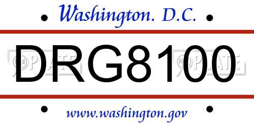 DRG8100 District Of Columbia License Plate