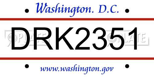 DRK2351 District Of Columbia License Plate