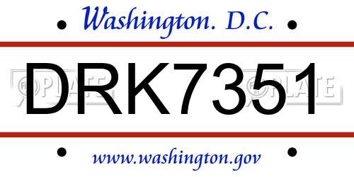 DRK7351 District Of Columbia License Plate