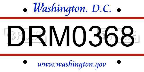 DRM0368 District Of Columbia License Plate