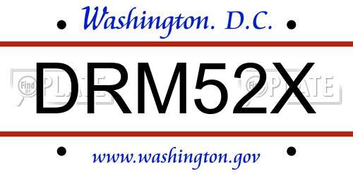 DRM52X District Of Columbia License Plate