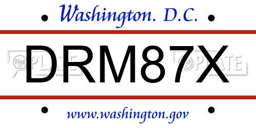 DRM87X District Of Columbia License Plate