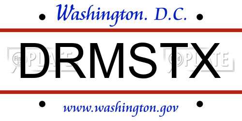 DRMSTX District Of Columbia License Plate