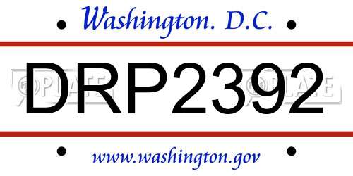 DRP2392 District Of Columbia License Plate