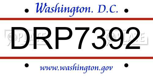 DRP7392 District Of Columbia License Plate