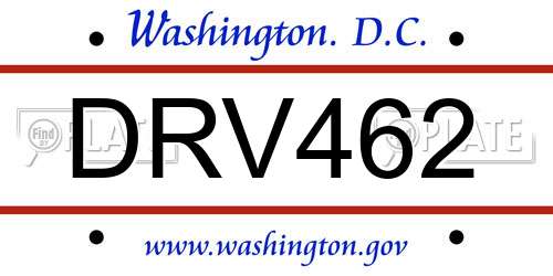 DRV462 District Of Columbia License Plate