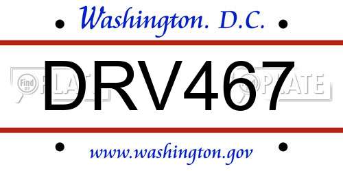DRV467 District Of Columbia License Plate