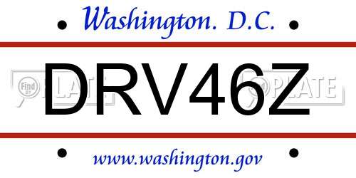 DRV46Z District Of Columbia License Plate